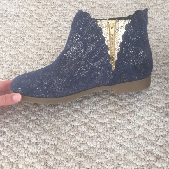 Lands End Kids Blue and Gold Booties - Picture 2 of 3